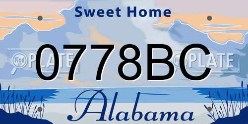 0778BC Alabama License Plate