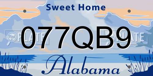077QB9 Alabama License Plate