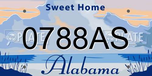 0788AS Alabama License Plate