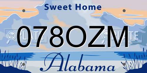 078OZM Alabama License Plate