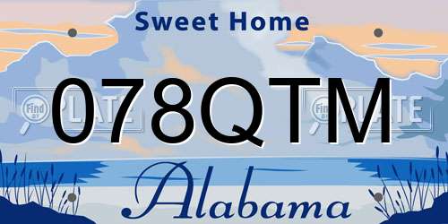 078QTM Alabama License Plate