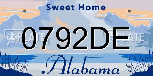 0792DE Alabama License Plate