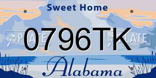 0796TK Alabama License Plate