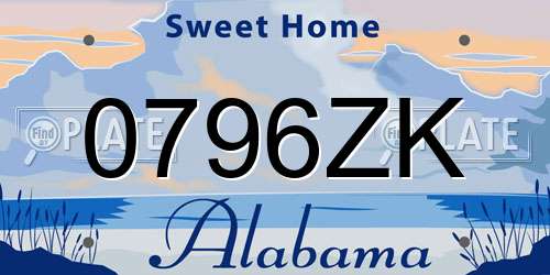 0796ZK Alabama License Plate