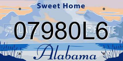 07980L6 Alabama License Plate