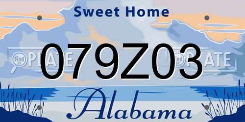 079Z03 Alabama License Plate