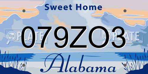 079ZO3 Alabama License Plate