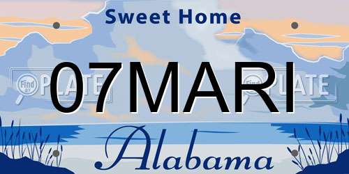 07MARI Alabama License Plate