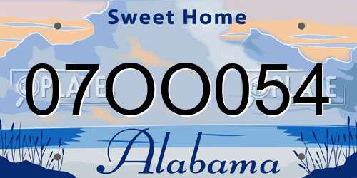 07OO054 Alabama License Plate