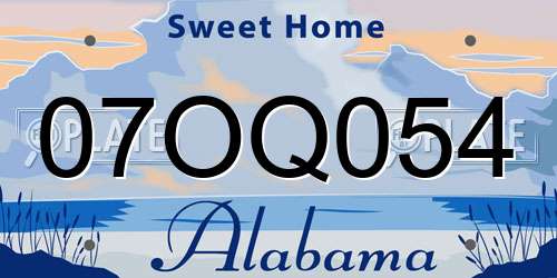 07OQ054 Alabama License Plate
