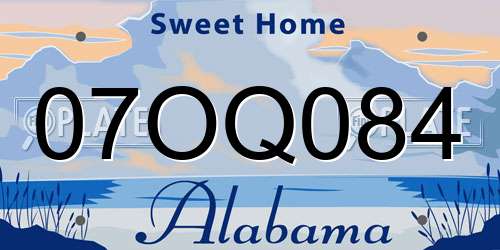 07OQ084 Alabama License Plate