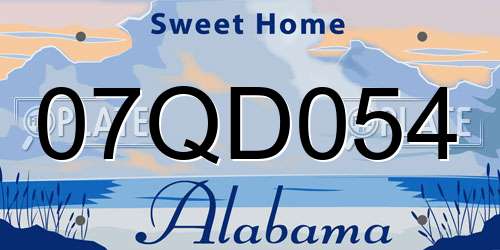 07QD054 Alabama License Plate