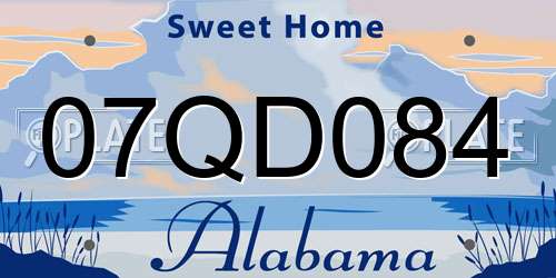 07QD084 Alabama License Plate