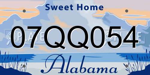 07QQ054 Alabama License Plate