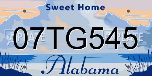 07TG545 Alabama License Plate