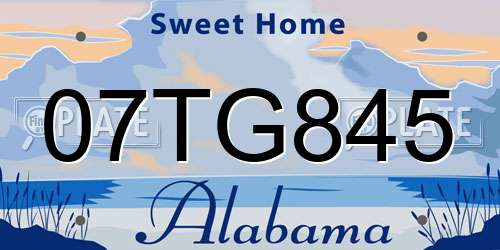 07TG845 Alabama License Plate