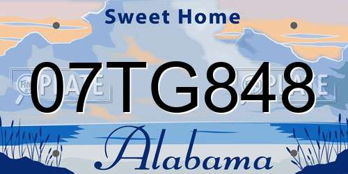 07TG848 Alabama License Plate