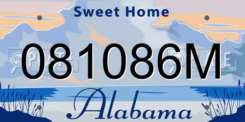 081086M Alabama License Plate