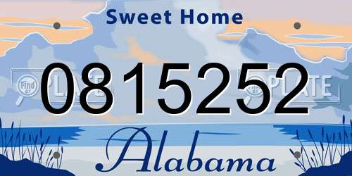 0815252 Alabama License Plate