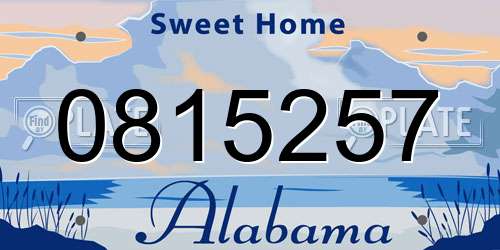 0815257 Alabama License Plate