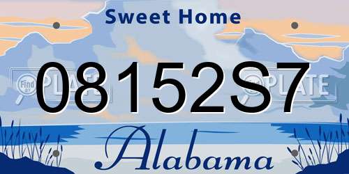 08152S7 Alabama License Plate