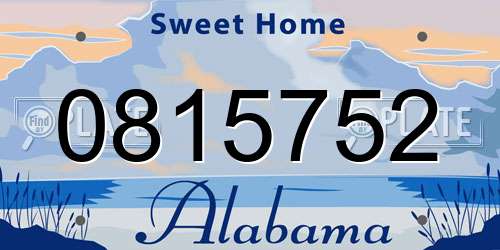 0815752 Alabama License Plate