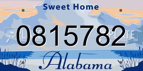 0815782 Alabama License Plate