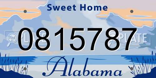 0815787 Alabama License Plate