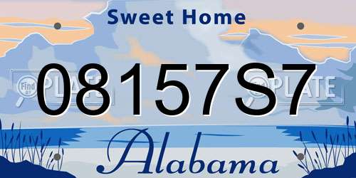 08157S7 Alabama License Plate