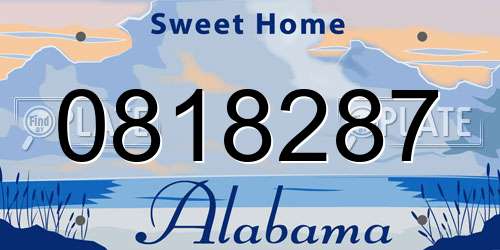 0818287 Alabama License Plate