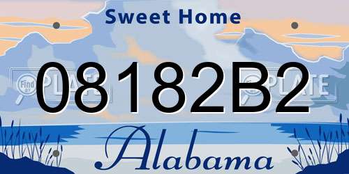 08182B2 Alabama License Plate