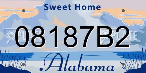 08187B2 Alabama License Plate