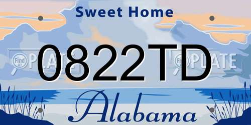0822TD Alabama License Plate
