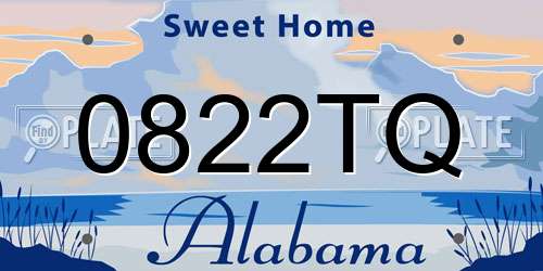 0822TQ Alabama License Plate