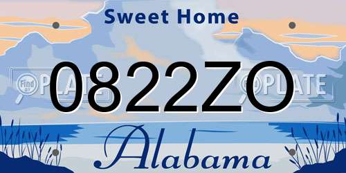 0822ZO Alabama License Plate
