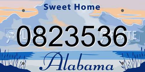 0823536 Alabama License Plate