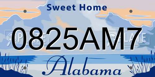 0825AM7 Alabama License Plate