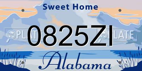 0825ZI Alabama License Plate