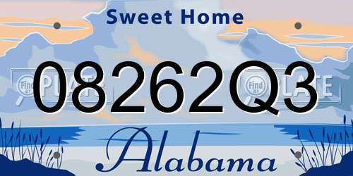 08262Q3 Alabama License Plate