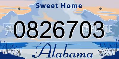 0826703 Alabama License Plate