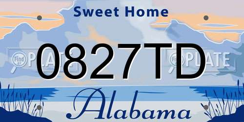 0827TD Alabama License Plate