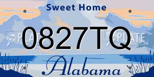 0827TQ Alabama License Plate