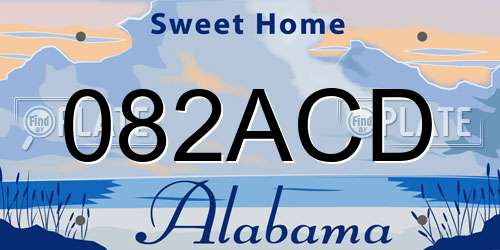 082ACD Alabama License Plate