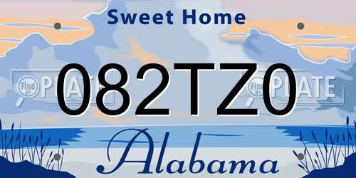 082TZ0 Alabama License Plate