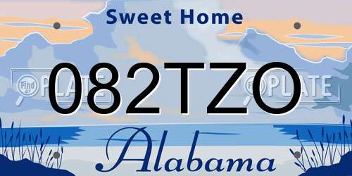 082TZO Alabama License Plate