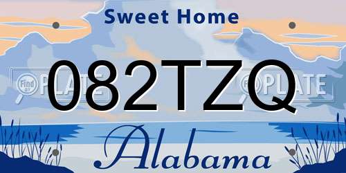 082TZQ Alabama License Plate