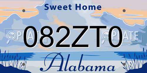 082ZT0 Alabama License Plate