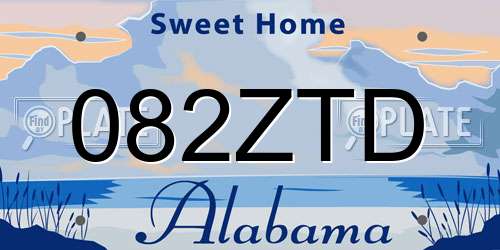 082ZTD Alabama License Plate