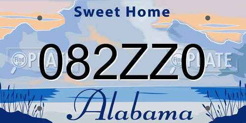 082ZZ0 Alabama License Plate