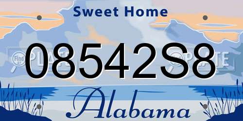 08542S8 Alabama License Plate